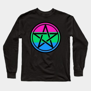 Large Print Pentacle LGBT Flag Polysexual Long Sleeve T-Shirt